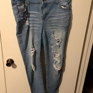 Dollhouse Light Blue Distressed Skinny Jeans